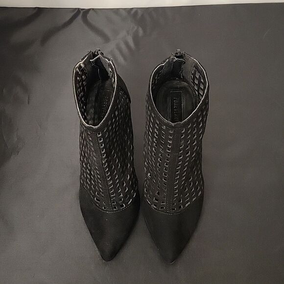 FOREVER 21 SUEDE POINTED TOE ZIPPER CLOSURE CUTOUT DESIGN WOMEN"S SANDAL G1 - Picture 4 of 16